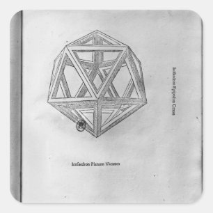 Icosahedron, from 'De Divina Proportione' Square Sticker