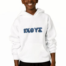 ICTHYS hoodie with bible quote at the back