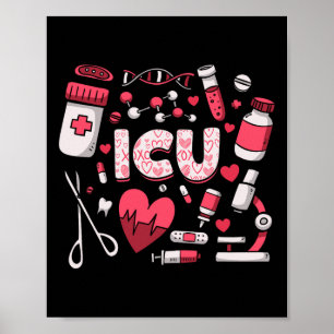 Icu Happy Valentines Day Intensive Care Unit Nurse Poster