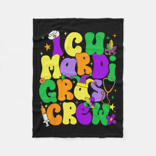 Icu Mardi Gras Crew Nurse Funny Carnival Party Men Fleece Blanket