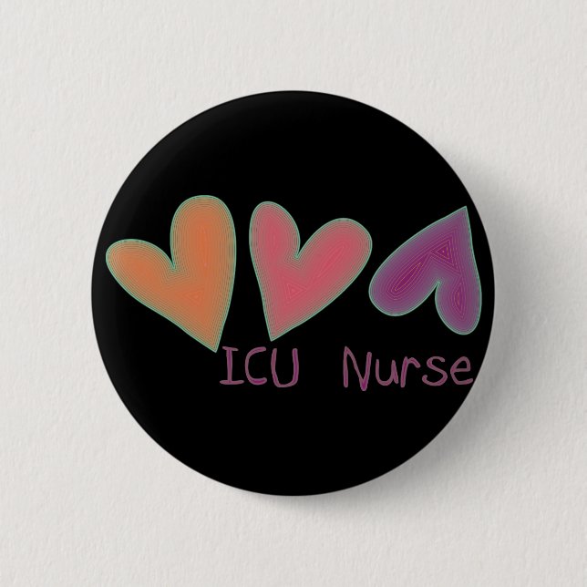 ICU Nurse 3 Hearts 6 Cm Round Badge (Front)