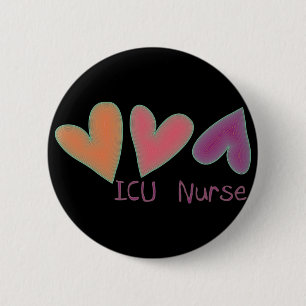 ICU Nurse 3 Hearts 6 Cm Round Badge