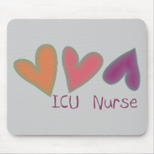 ICU Nurse 3 Hearts Mouse Mat