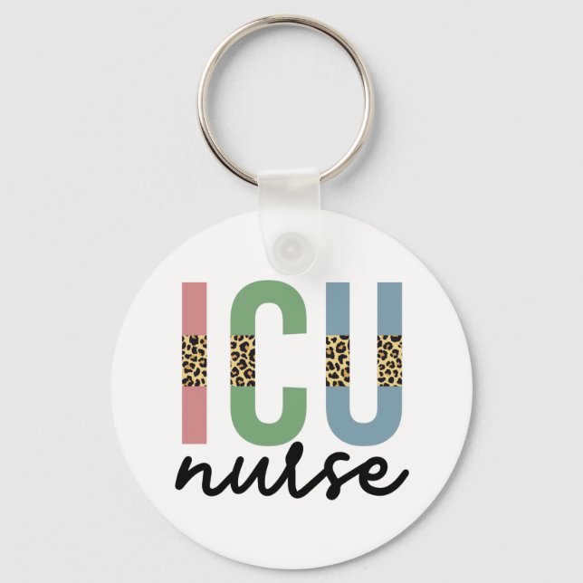 ICU Nurse Cheetah RN nurse Appreciation gifts  Key Ring (Front)