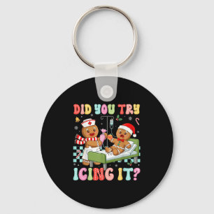 Icu Nurse Did You Try Icing It Christmas Retro Gin Key Ring