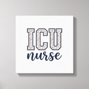 ICU Nurse Floral Varsity Shirt Design_1 Canvas Print