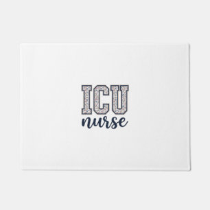ICU Nurse Floral Varsity Shirt Design_1 Doormat