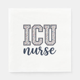 ICU Nurse Floral Varsity Shirt Design_1 Napkin