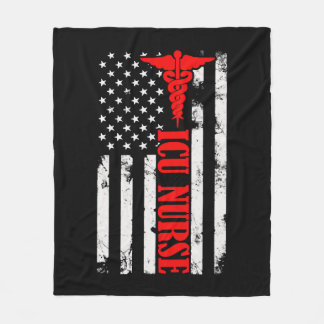 ICU Nurse Gift Registered Nurse Nursing July 4th Fleece Blanket