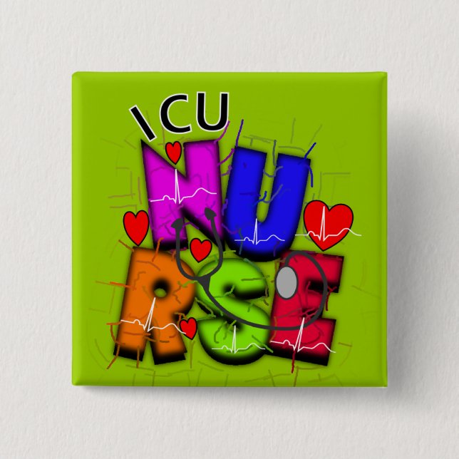 ICU Nurse Gifts, Artsy QRS design 15 Cm Square Badge (Front)