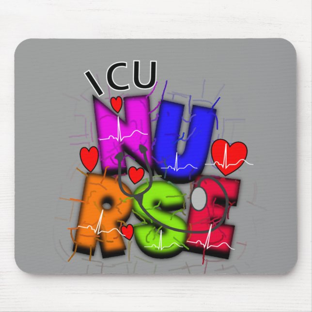 ICU Nurse Gifts, Artsy QRS design Mouse Mat (Front)
