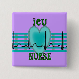 ICU Nurse Gifts,  QRS & Heart Design 15 Cm Square Badge