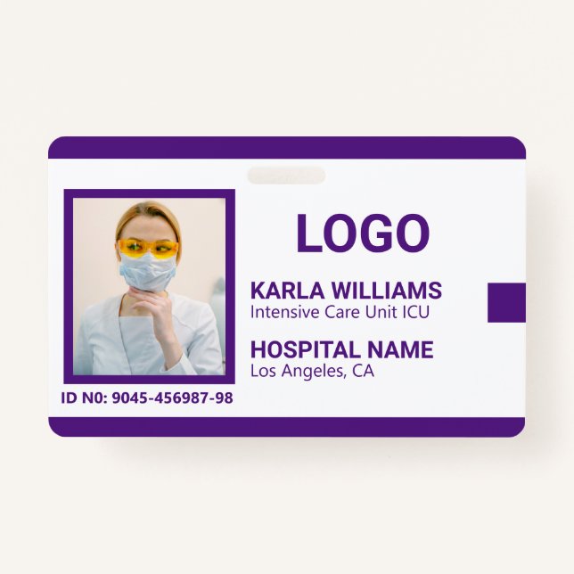 ICU Nurse ID Photo template 2 ID Badge (Front)