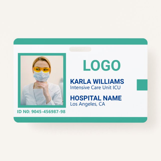 ICU Nurse ID Photo template ID Badge (Front)