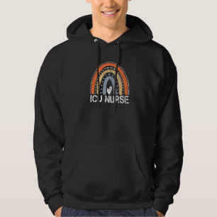 Icu Nurse Job Title Worker Vintage Rainbow Icu Nu Hoodie
