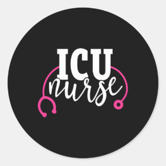 Icu Nurse K Stethoscope Intensive Care Unit Rn Classic Round Sticker