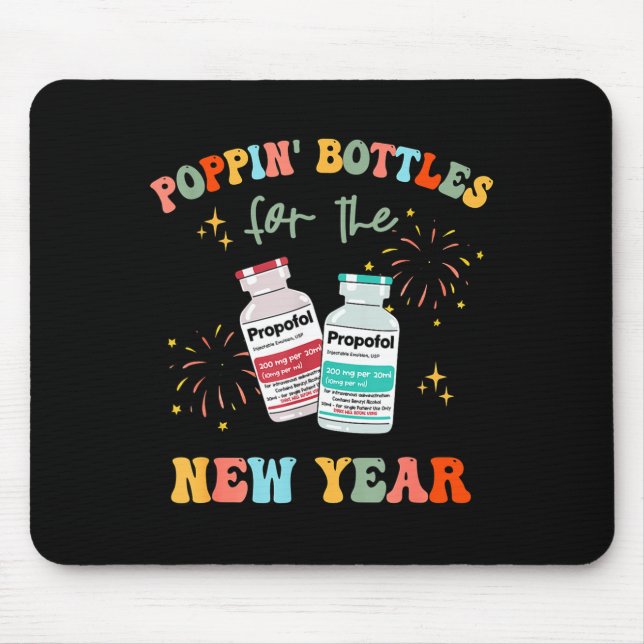 Icu Nurse New Year Eve Outfit Pn Bottles Er Rn Cna Mouse Mat (Front)