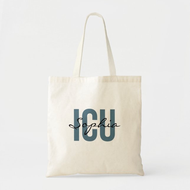 ICU Nurse Personalized Name Minimalist Typography Tote Bag (Front)
