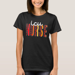Icu Nurse Plaid Red Love Heart Stethoscope Rn Nurs T-Shirt