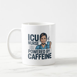 ICU Nurse Powered By Caffeine Funny Nurse Coffee M Mug