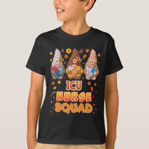 Icu Nurse Squad Gnomes Thanksgiving Grateful Fall T-Shirt