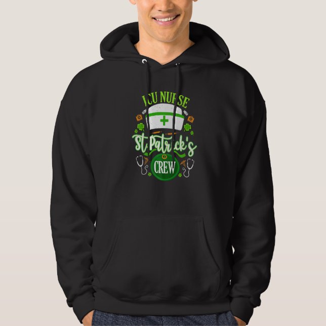 Icu Nurse St Patrick S Day Crew Shamrock Matching  Hoodie (Front)