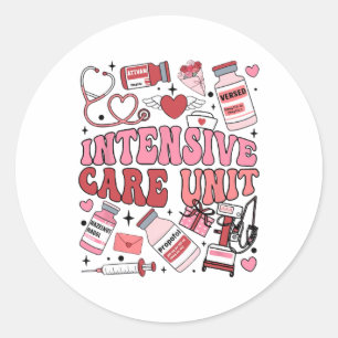 Icu Nurse Valentine's Day Intensive Care Unit Team Classic Round Sticker
