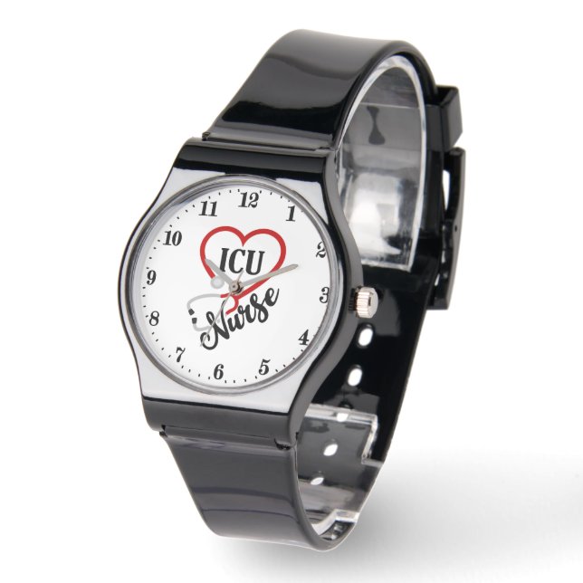 ICU Nurse word art  Watch (Angle)