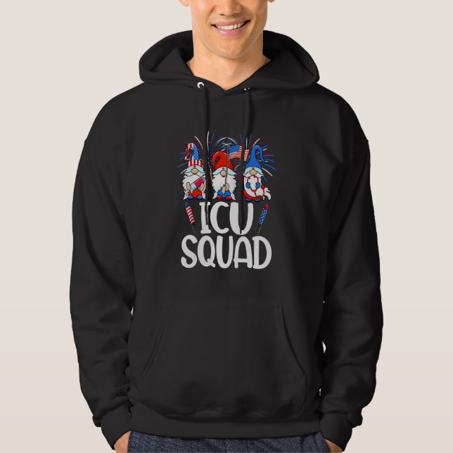 ICU Squad Gnomes Nurse 4th Of July Stethoscope Pat Hoodie (Front)