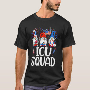 ICU Squad Gnomes Nurse 4th Of July Stethoscope Pat T-Shirt