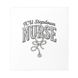 ICU Stepdown Nurse Vintage Floral Stethoscope Shir Notepad