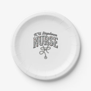 ICU Stepdown Nurse Vintage Floral Stethoscope Shir Paper Plate