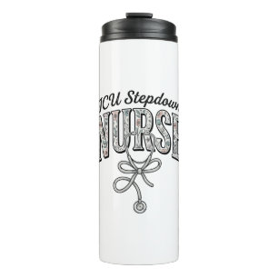 ICU Stepdown Nurse Vintage Floral Stethoscope Shir Thermal Tumbler