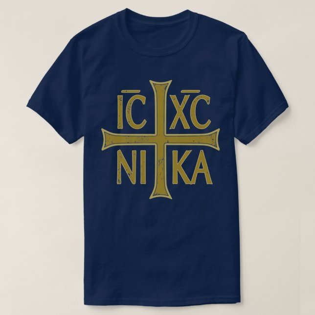 ICXC NIKA Christogram Cross Orthodox Christian Dis T-Shirt (Design Front)