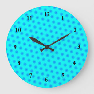 Icy Aqua and Blue Snowflake Pattern Large Clock