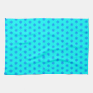 Icy Aqua and Blue Snowflake Pattern Tea Towel