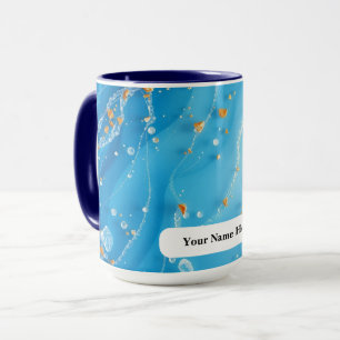 Icy Azure Wave Sea Metallic Swirl Mug