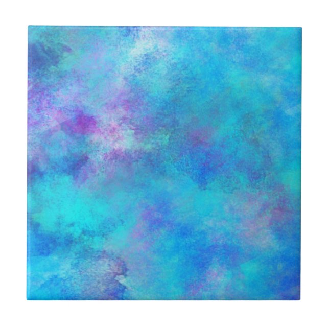 Icy Blue Abstract Design Tile (Front)