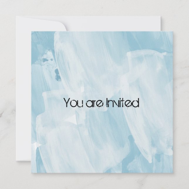 Icy Blue and White Abstract Baby Shower Invitation (Front)