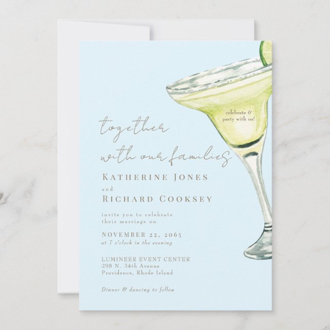 Icy Blue Celebrate & Party Margarita Wedding Invitation (Front)