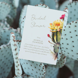 Icy Blue Colourful Cactus Bridal Shower Invitation