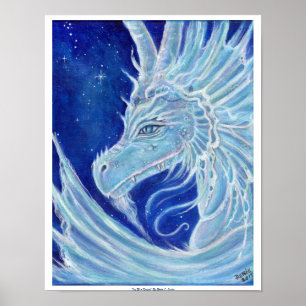 Icy Blue Dragon poster print by Renee Lavoie