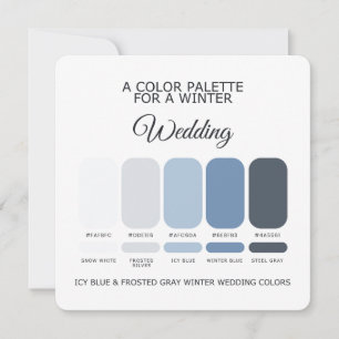 Icy Blue Frosted Gray Winter Wedding Palette Card