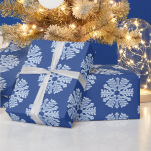Icy Blue Frozen Winter Frosty Snowflakes Christmas Wrapping Paper