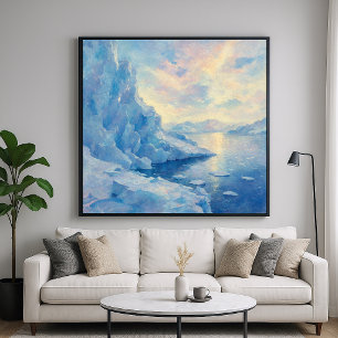 Icy Blue Glacier - Impressionist Painting Style Poster