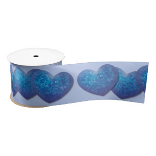 Icy blue hearts ribbon satin ribbon