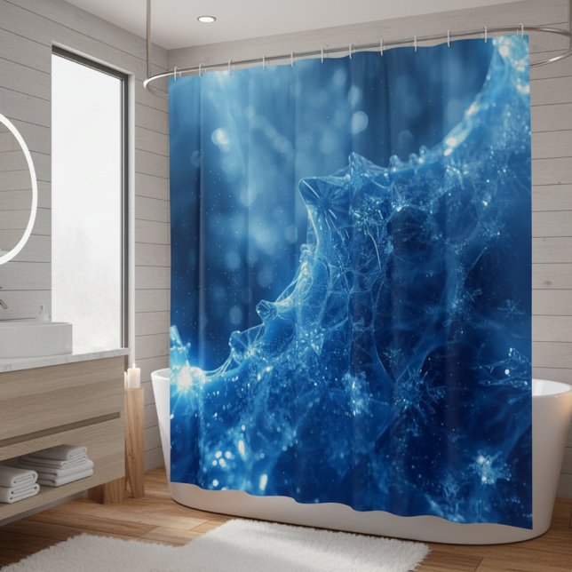 Icy Blue Magical Ice Crystal Snowflake Shower Curtain (Creator Uploaded)