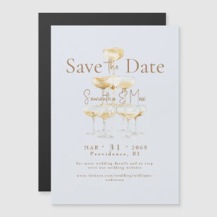 Icy Blue Magnetic Champagne Wedding Save the Date Invitation