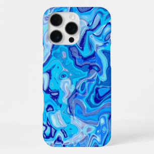 Icy Blue Marble Texture Liquid Metal Abstract iPhone 16 Pro Max Case