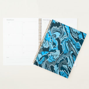 Icy Blue Marbled Abstract Planner